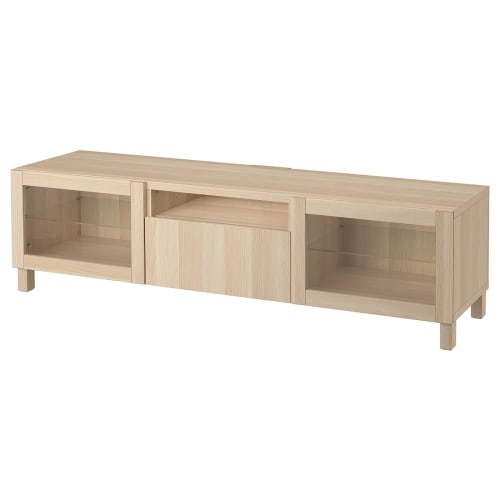 BESTA TV Bench Lappviken Sindvik White Stained Oak Clear